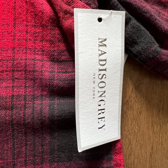 Madison Grey Women Red Plaid Button Down Collared Flannel Shirt, Size L - NWT - Picture 4 of 11